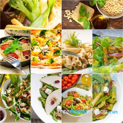 Healthy And Tasty Italian Food Collage Stock Photo