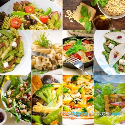 Healthy And Tasty Italian Food Collage Stock Photo