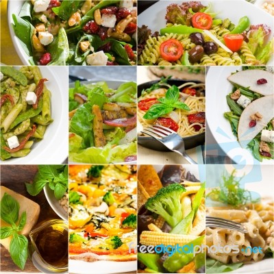 Healthy And Tasty Italian Food Collage Stock Photo