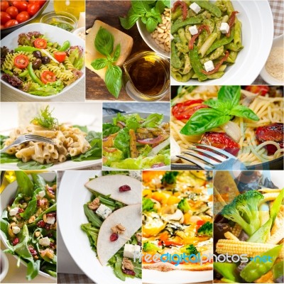 Healthy And Tasty Italian Food Collage Stock Photo