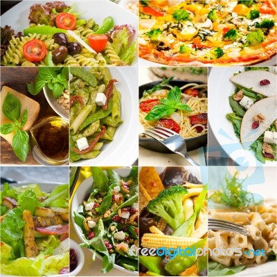 Healthy And Tasty Italian Food Collage Stock Photo