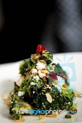 Healthy Broccoli Salad Is Ready To Serve Stock Photo