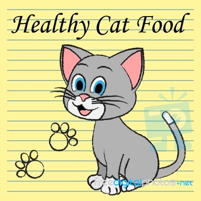 Healthy Cat Food Means Pets Feline And Foods Stock Image