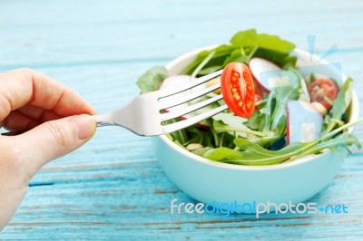 Healthy Eating With Salad Stock Photo