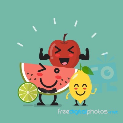 Healthy Food Emoji Characters Stock Image