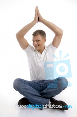 Healthy Guy In Yoga Position Stock Photo