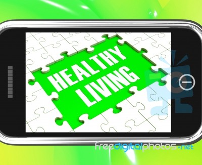 Healthy Living On Smartphone Showing Health Diet Stock Image