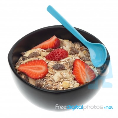 Healthy Muesli Breakfast Isolated Stock Photo