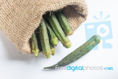 Healthy Okra Chips On Clean Background Stock Photo