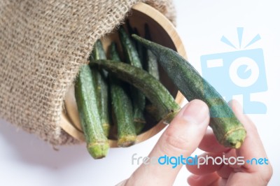 Healthy Okra Chips On Clean Background Stock Photo