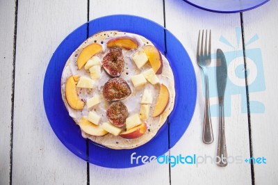 Healthy Omlette With Fruits Stock Photo