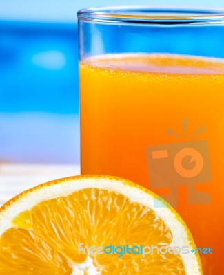 Healthy Orange Drink Indicates Freshly Squeezed Juice And Citrus… Stock Photo