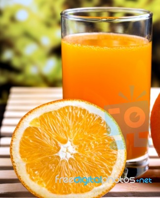 Healthy Orange Juice Represents Tropical Fruit And Oranges Stock Photo