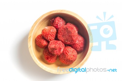 Healthy Strawberry Crispy Isolated On White Background Stock Photo