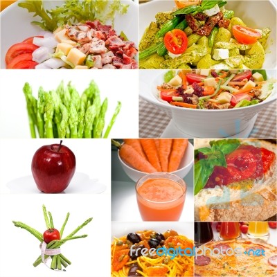 Healthy Vegetarian Vegan Food Collage Stock Photo