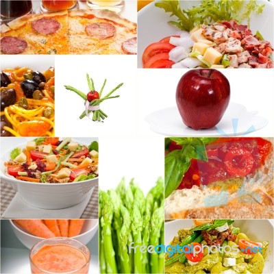 Healthy Vegetarian Vegan Food Collage Stock Photo