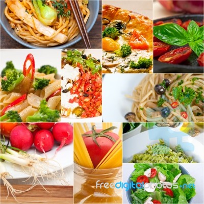 Healthy Vegetarian Vegan Food Collage Stock Photo