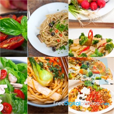 Healthy Vegetarian Vegan Food Collage Stock Photo