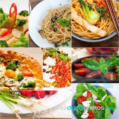 Healthy Vegetarian Vegan Food Collage Stock Photo