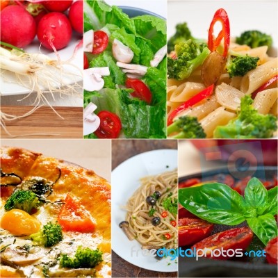 Healthy Vegetarian Vegan Food Collage Stock Photo