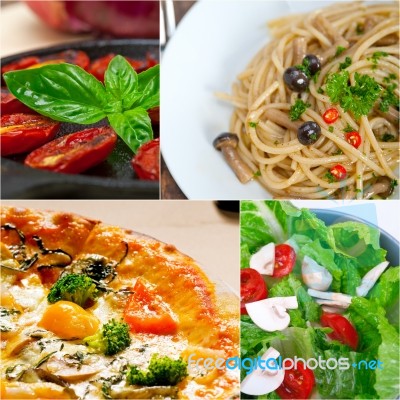 Healthy Vegetarian Vegan Food Collage Stock Photo