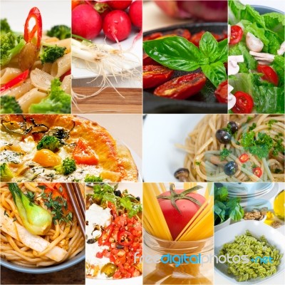 Healthy Vegetarian Vegan Food Collage Stock Photo