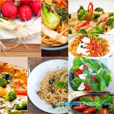 Healthy Vegetarian Vegan Food Collage Stock Photo