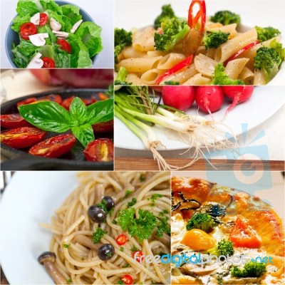 Healthy Vegetarian Vegan Food Collage Stock Photo