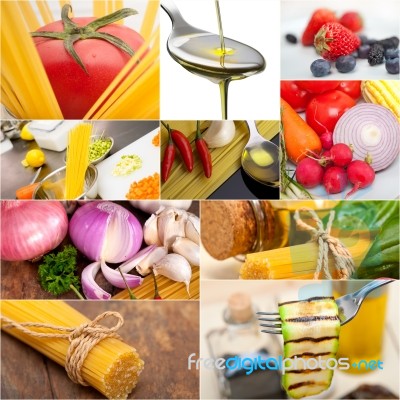 Healthy Vegetarian Vegan Food Collage Stock Photo