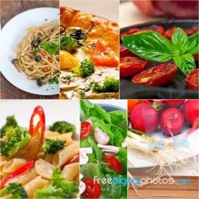 Healthy Vegetarian Vegan Food Collage Stock Photo