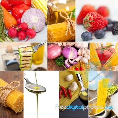 Healthy Vegetarian Vegan Food Collage Stock Photo