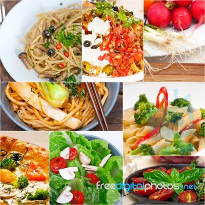 Healthy Vegetarian Vegan Food Collage Stock Photo