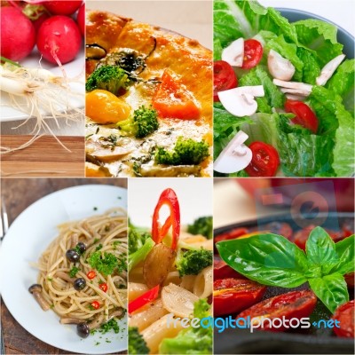 Healthy Vegetarian Vegan Food Collage Stock Photo