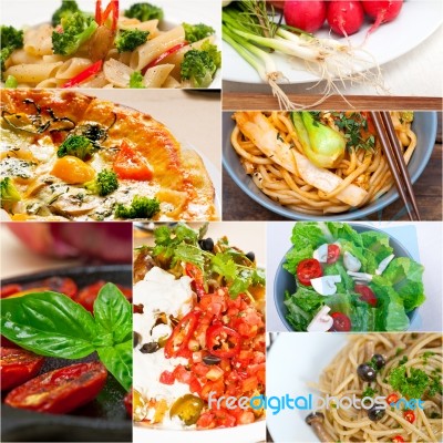 Healthy Vegetarian Vegan Food Collage Stock Photo