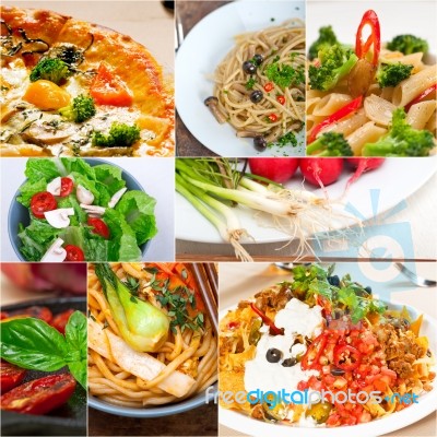 Healthy Vegetarian Vegan Food Collage Stock Photo