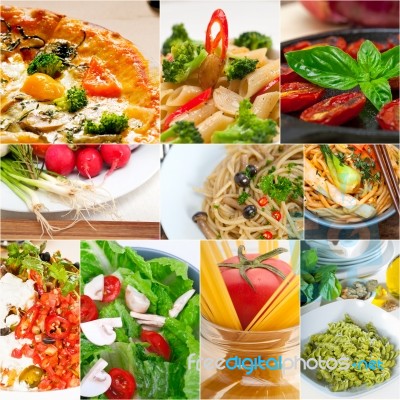 Healthy Vegetarian Vegan Food Collage Stock Photo