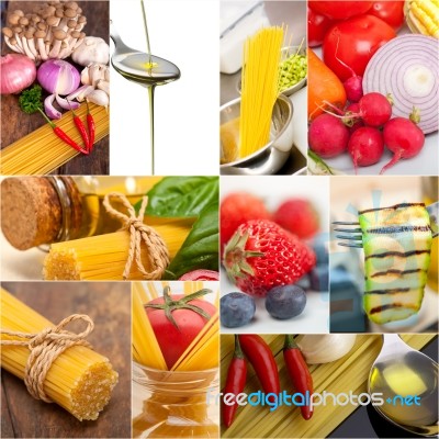 Healthy Vegetarian Vegan Food Collage Stock Photo