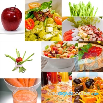 Healthy Vegetarian Vegan Food Collage Stock Photo