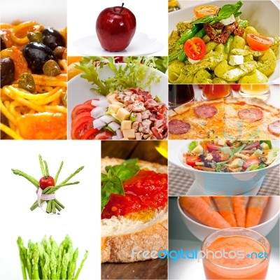 Healthy Vegetarian Vegan Food Collage Stock Photo