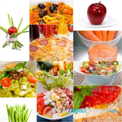 Healthy Vegetarian Vegan Food Collage Stock Photo