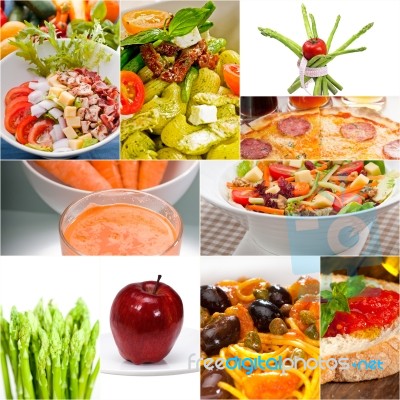 Healthy Vegetarian Vegan Food Collage Stock Photo