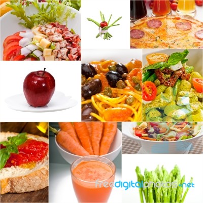 Healthy Vegetarian Vegan Food Collage Stock Photo