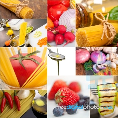 Healthy Vegetarian Vegan Food Collage Stock Photo