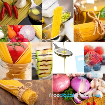 Healthy Vegetarian Vegan Food Collage Stock Photo