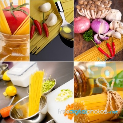 Healthy Vegetarian Vegan Food Collage Stock Photo