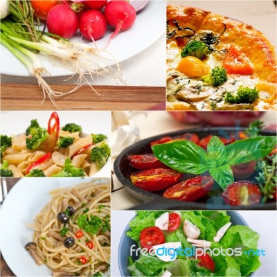 Healthy Vegetarian Vegan Food Collage Stock Photo