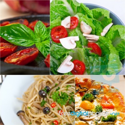 Healthy Vegetarian Vegan Food Collage Stock Photo