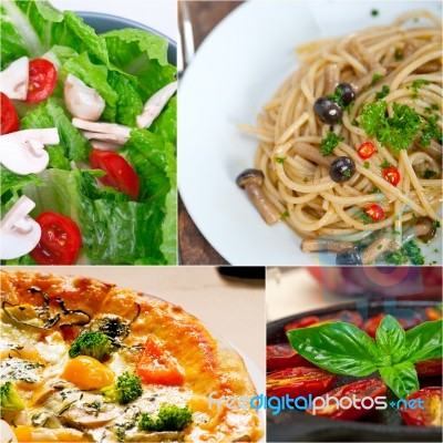 Healthy Vegetarian Vegan Food Collage Stock Photo