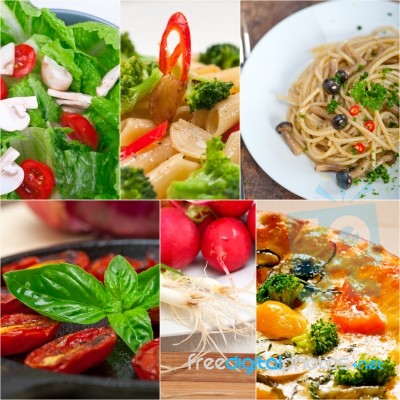 Healthy Vegetarian Vegan Food Collage Stock Photo