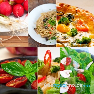 Healthy Vegetarian Vegan Food Collage Stock Photo